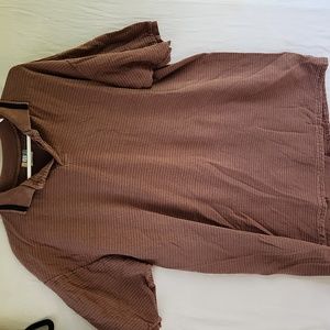 C.I.T.Y Streets Vintage Rib Polo Shirt Brown Size Large